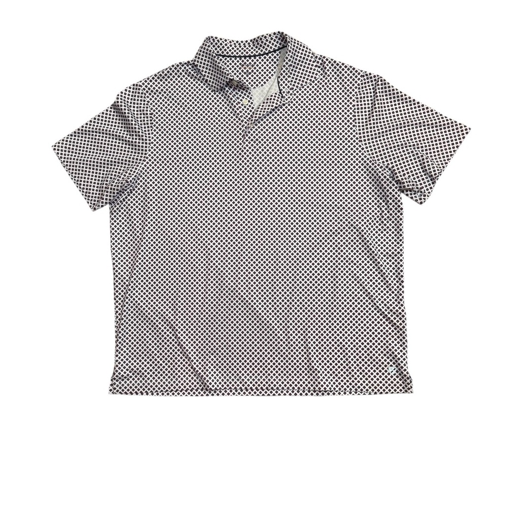 Cremieux Performance Polo Shirt Mens XL White Blue Red Geometric Golf Polo